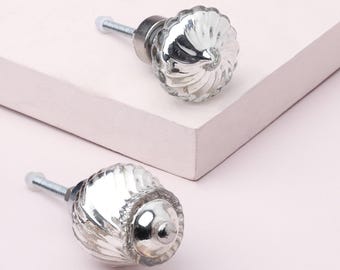 Maniglia per porta in vetro cromato argento G Decor Celestia Swirl Mercury