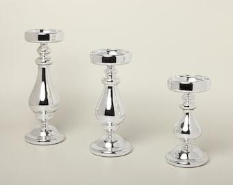 Rtteri Lot de 3 bougeoirs coniques en cristal pour bougies piliers de Saint-Valentin, bougeoirs en cristal pour mariage, salle à manger, décoration de table (transparent
