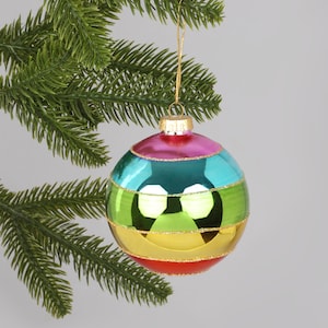 G Decor Large Sparkling Rainbow Glass Christmas Tree Bauble