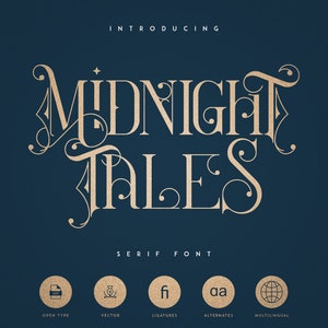 Midnight Tales - Vintage font - Instant Digital Download