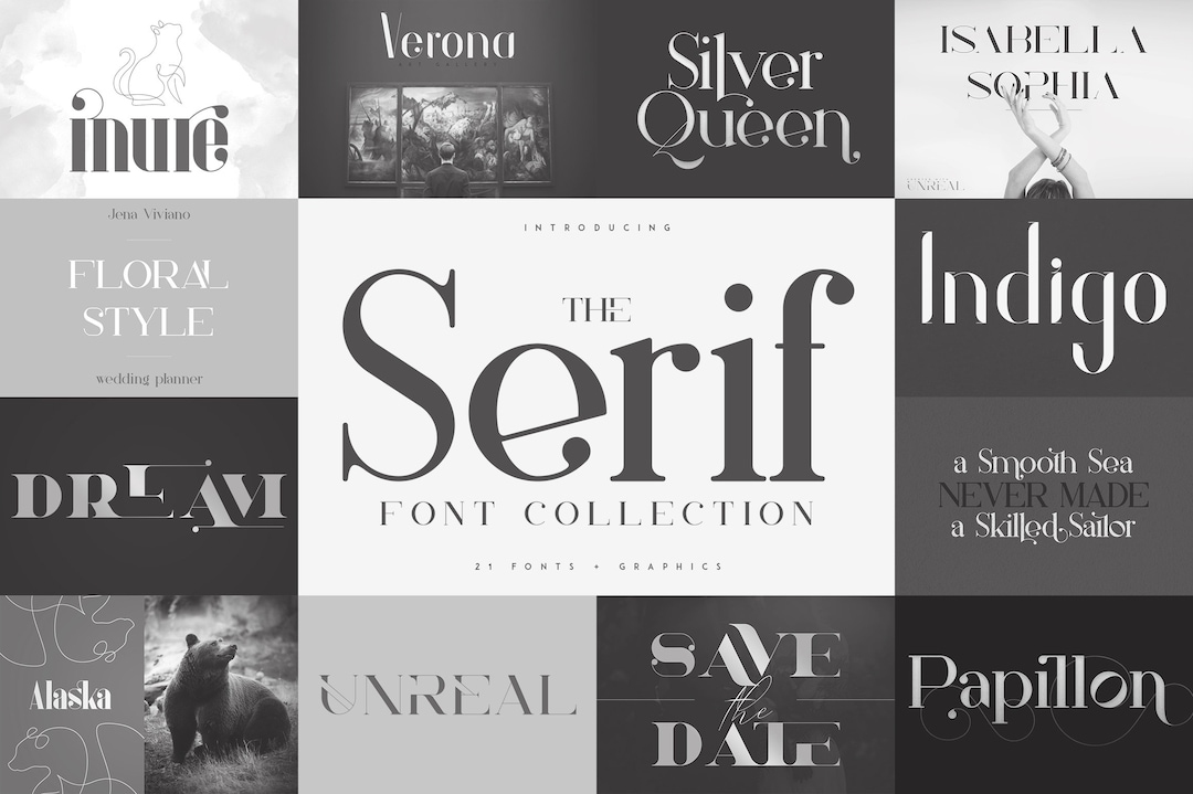 The Serif Font Collection - Etsy