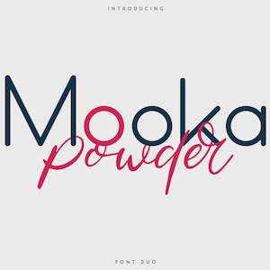Mooka Powder Font Duo – Modern Clean Sans Plus Script with 7 Styles, Ligatures, Multilingual Support for Branding, Packaging, Magazines