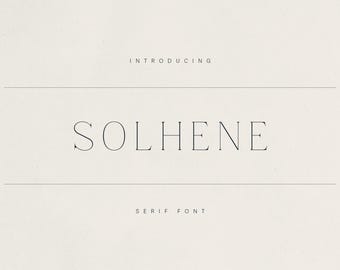 Solhene, elegante y moderna fuente serif: tipografía refinada de alto contraste con cursiva y compatibilidad con 80 idiomas; ideal para marcas de lujo.