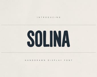 Solina Handdrawn Display Font – Rounded Tall Typeface with Vintage Charm, Multilingual Support & Full Glyph Set; Ideal for Logos, Packaging