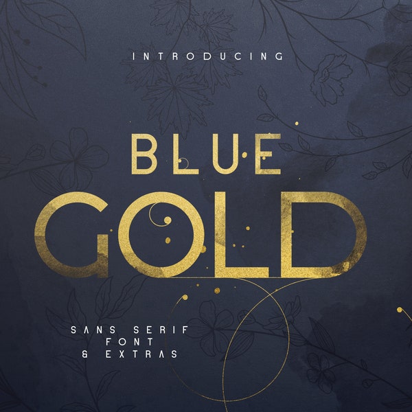 Blue Gold sans serif font + Extras