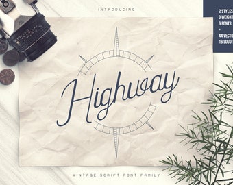 Highway - Vintage font family+Extras