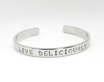 The VVitch | Live Deliciously | The Witch Movie | Black Phillip | Witchy Jewelry | Handstamped Bracelet | Devil | Goat | Horror | Goth Gift