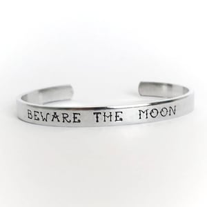 Beware the Moon | American Werewolf in London | Lunar | Handstamped Bracelet | Full Moon | Werewolves | Horror Movie Jewelry | Gifts for Her