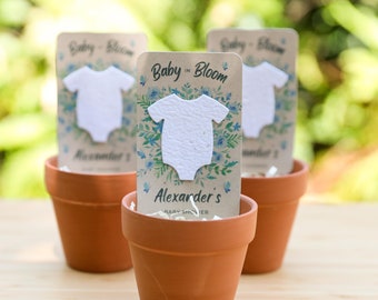 Personalized Seed Paper Onesie: Blue Baby Shower Favors