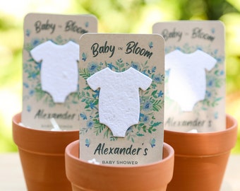 Baby Shower Favors: Wildflower Seed Paper Onesie - Boy Baby In Bloom