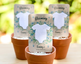 Baby Shower Favor: Wildflower Seed Paper Onesie - Boy Baby In Bloom