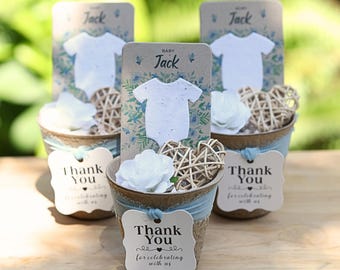 Baby Boy Shower Favors – Plantable Wildflower Seed Paper Onesies – Eco Friendly Kit