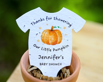 Pumpkin Baby Shower Favors: Wildflower Seed Paper Onesie Gift