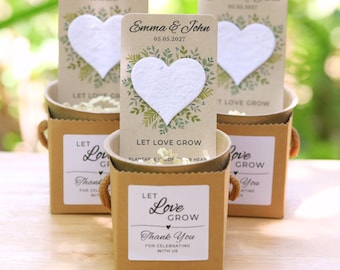 Wedding Favor Gift Box Personalized Plantable Seed Paper Heart Let Love Grow Eco-Friendly Wildflower Favor