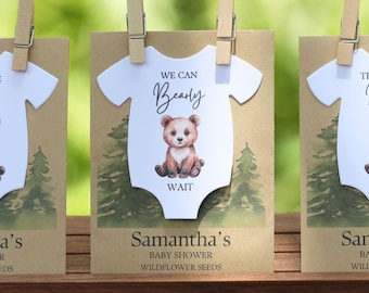 We Can Bearly Wait Teddy Bear Baby Shower Favor Seed Packets – Boy or Girl Sprinkle Decor