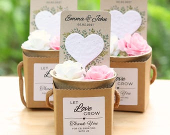 Personalized Wedding Favors With Gift Box Plantable Seed Paper Heart Let Love Grow Wildflower Favor Seed Packet Alternative