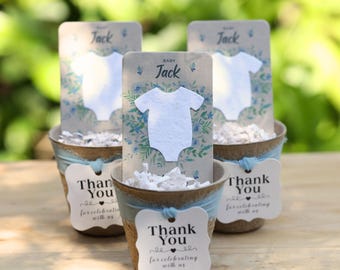 Baby Boy Shower Favors – Plantable Wildflower Seed Paper Onesies (DIY Kit)