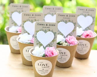 Let Love Grow Wedding Favors For Guests Bulk Personalized Seed Packet Planting Kit Eco Friendly Wildflower Plantable Seed Paper Heart