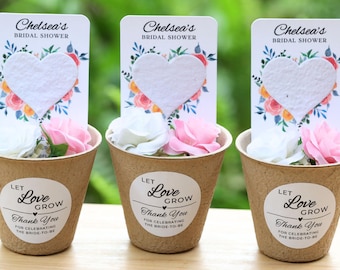 Personalized Bridal Shower Favors for Guests Bulk Let Love Grow Planting Kit Seed Paper Heart Wildflower Favor Rustic Centerpiece Decor