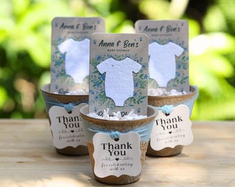 Baby Boy Shower Favors – Plantable Wildflower Seed Paper Onesies – Eco Friendly Kit