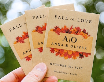 Fall Wedding Favors Seed Packets In Love Autumn Rustic Eco Friendly Outdoor