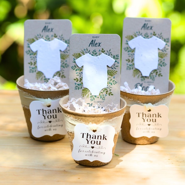 Cadeaux de naissance en papier avec graines de fleurs sauvages à planter – Cadeau de douche de bébé en fleurs