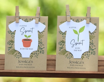 A Little Sprout Is On The Way Baby Shower Favors Guest Prizes Seed Packets Botanical Sprinkle Neutral