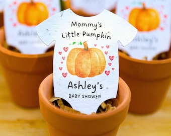 Pumpkin Baby Shower Favors: Wildflower Seed Paper Onesie, Thank You Gift