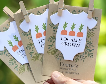 Locally Grown Baby Shower Favors Farmers Market Theme Wildflower Seed Packets