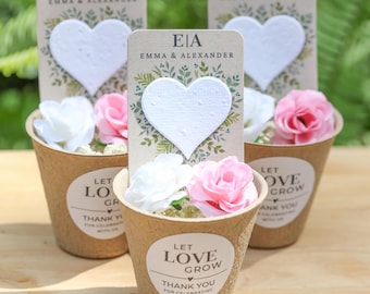 Personalized Wedding Favors for Guests Bulk Let Love Grow Plantable Seed Paper Heart Wildflower Planting Kit