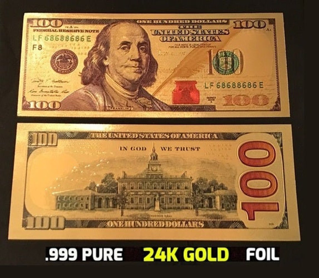 24k Gold Foil .999 NEW Edition Replica 100 Dollar Bill U.s.seller Etsy