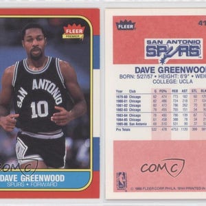 1986-87 fleer #41 Dave Greenwood San Antonio espuelas tarjeta de baloncesto