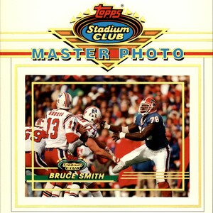 1993 Stadium Club 5 x 7 Master Fotos Buffalo Bills Football Card Bruce Smith Nr/Mint