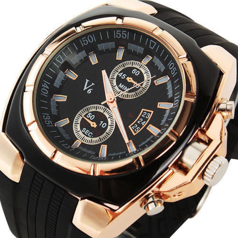 V6 Quartz Sport Watch with Black Silicone band image 2