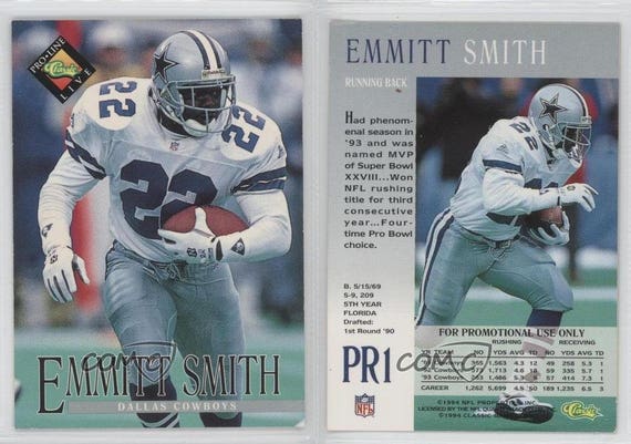 rare emmitt smith football cards NFL Signed Trading Cards, Collectible Emmitt Smith Signed Trading 1994 Classic Pro Line Live