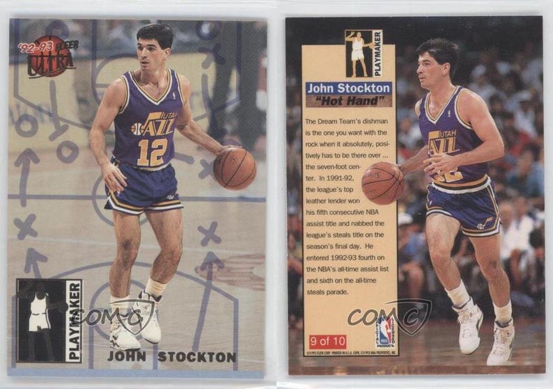 1992-93 Fleer Ultra Playmaker #9 John Stockton Utah Jazz Basketball Card Mint Condition