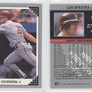 1991 r. liść Podgląd #8 Lenny Dykstra Philadelphia Phillies Baseball karty