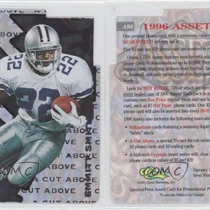 1996 activa Promos duidelijk een besnoeiing boven #A96 Emmitt Smith Dallas Cowboys kaart nieuwstaat