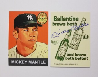 Mickey Mantle Ballantine Ale ACEO Custom Promo Cards with Certificate of Authenticity