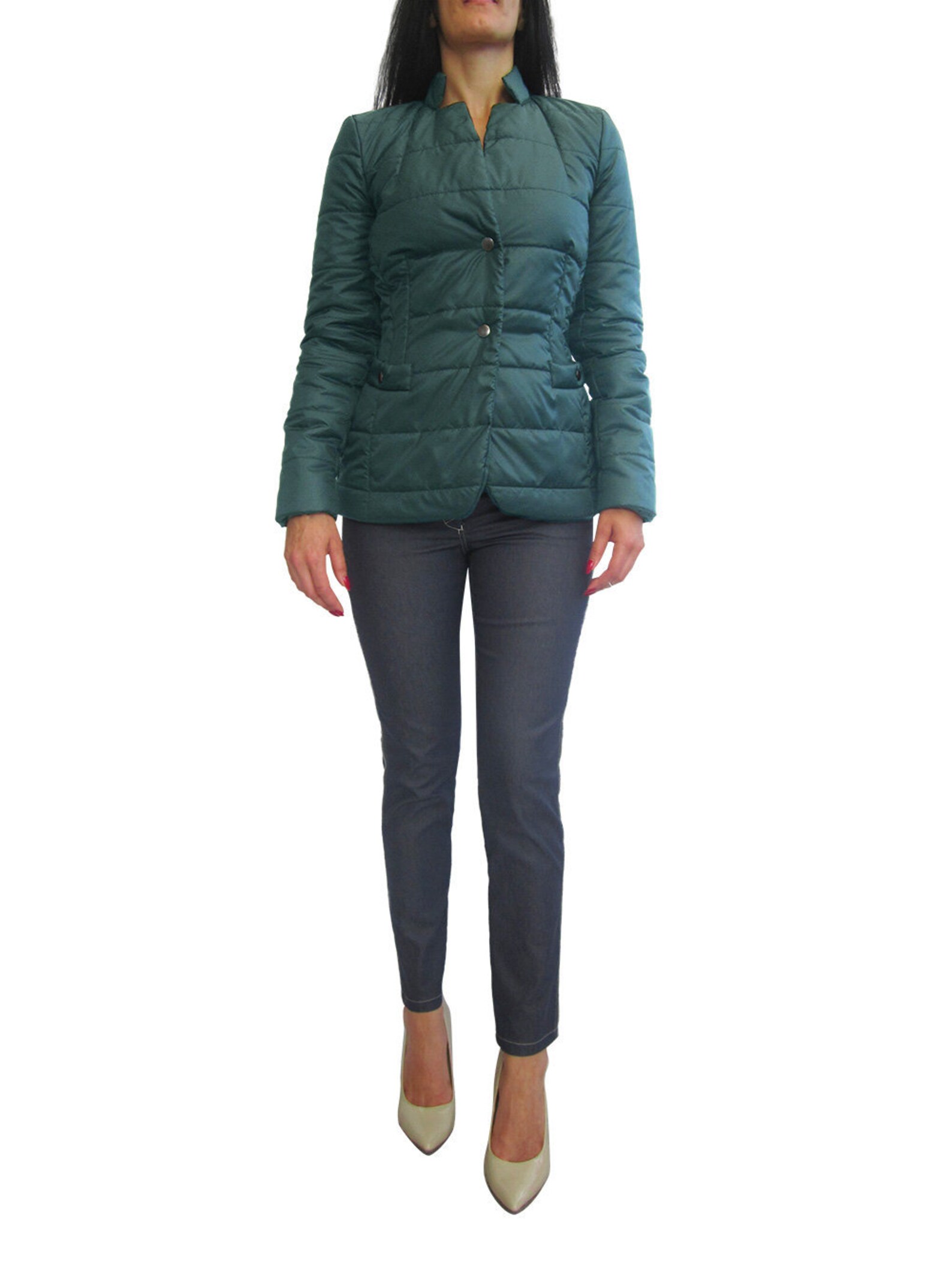 Womens Bottle Green Blazer Street Style Lightly Quilted Etsy