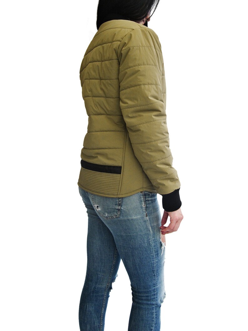 Feminine Quilted Yellow Jacket Featuring a Ribbed Collar Etsy