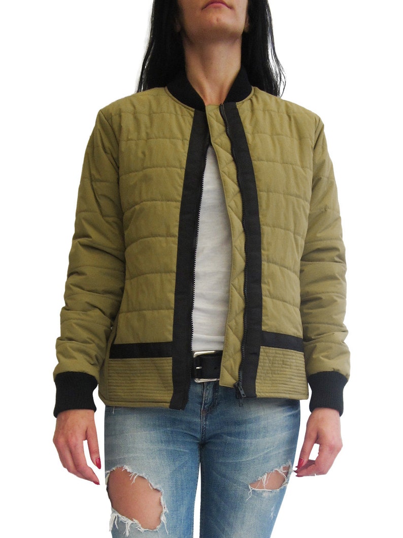Feminine Quilted Yellow Jacket Featuring a Ribbed Collar Etsy