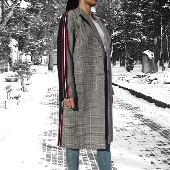 white checked coat
