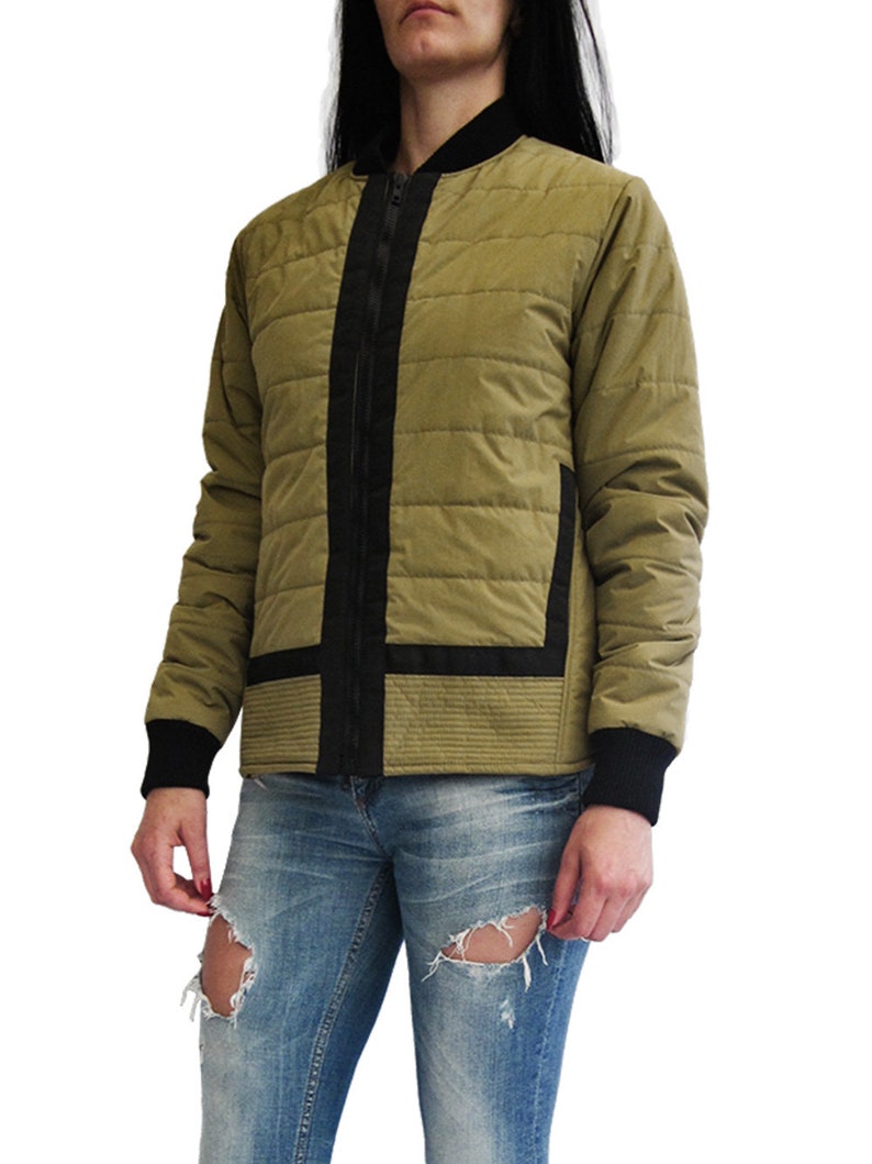 Feminine Quilted Yellow Jacket Featuring a Ribbed Collar Etsy