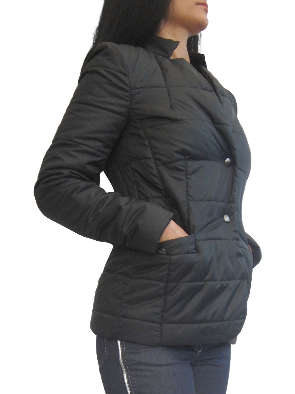 Womens Bottle Green Blazer Street Style Lightly Quilted Etsy UK