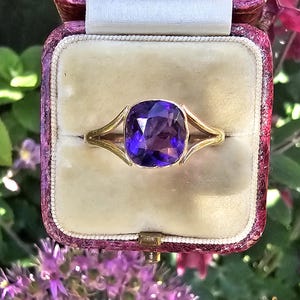 Antique 9ct Gold Amethyst Ring Rich Purple Amethyst Edwardian Ring 9k Yellow Gold Amethyst Ring Majestic Royal Purple size R or U.S 8.75