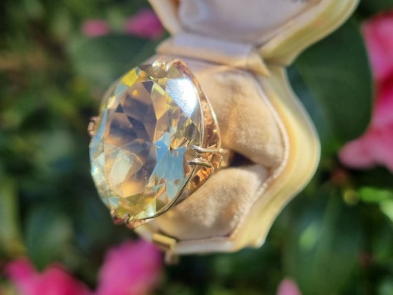 Vintage Huge 9ct Yellow Gold Yellow Citrine Ring … - image 8
