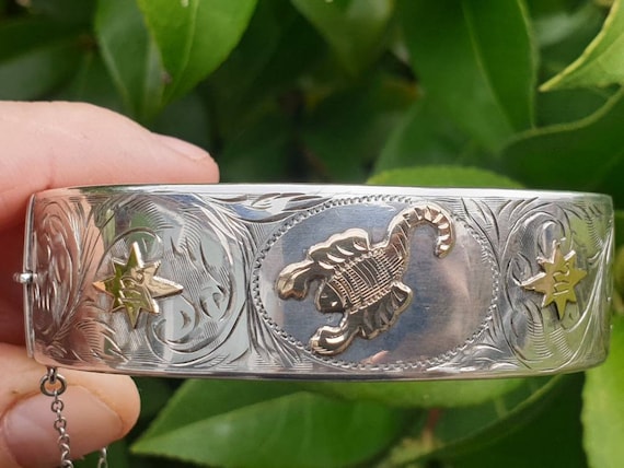 Vintage Gold on Silver Scorpio Bangle 1959