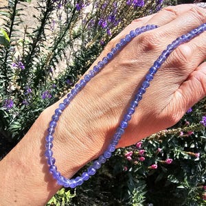 18ct Gold Tanzanite Beaded Necklace: Violet Gemstone, Elegant Jewelry