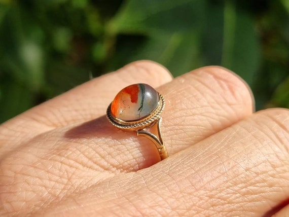 Vintage 9ct Gold Moss Agate Ring size K1/2 or U.S… - image 9